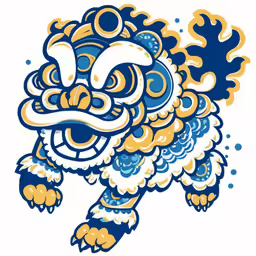 a drawing of an animal in blue and yellow
