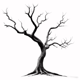 a tree that has no leaves is shown in black and white
