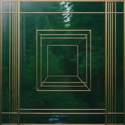 green and gold lines surrounding a large square