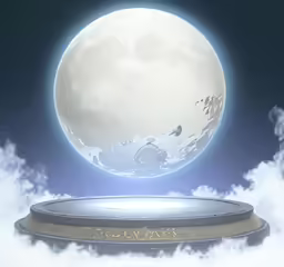 an artistic view of a silver object floating on clouds