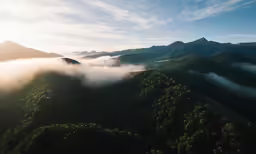 a view from above looking down at low lying clouds