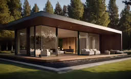 modern house with covered porch and patio area