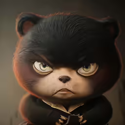a cute looking bear with very large eyes