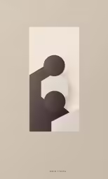 a poster with abstract shapes on a gray background