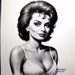 a vintage photo of a woman with big breast