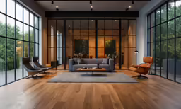 the living room has been decorated in modern style