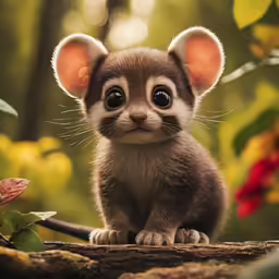 a close up of a small animal with big ears