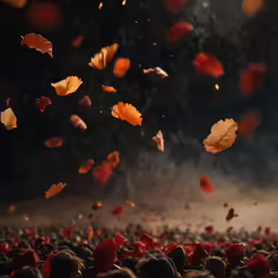 orange leaves are fall off the ground