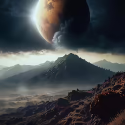 the giant planet is located on the mountain side