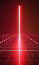 a red and white light shines in the middle of a dark room