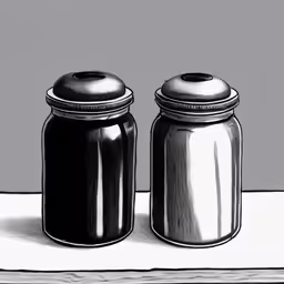 two jars are sitting on a table