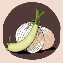 a couple of onions and an onion sitting on top of each other