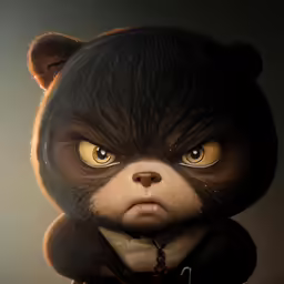 an evil looking bear that looks like a bear