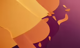 a paper cut - out with orange peel on a purple background