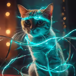 a cat with blue eyes, looking at the camera