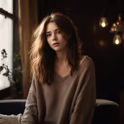 young woman seated in chair looking off to the side