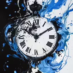 an image of a clock being surrounded by water