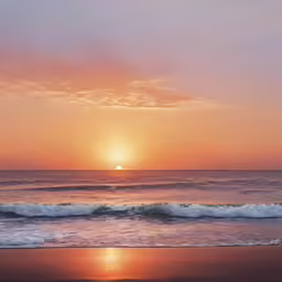a large open ocean with the sun setting