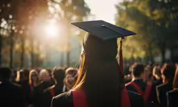 a cap and gown is placed at the beginning of a graduation procession