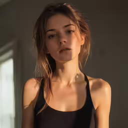 a very pretty looking girl in a black tank top
