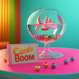 there is a candy bowl and card sitting on the table