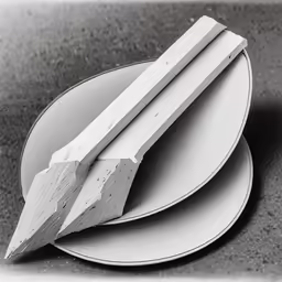 two plates on each other have white pieces of paper on them