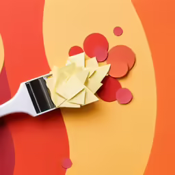 a brush is shown with pieces of paper