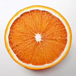a orange sliced into half on a white background
