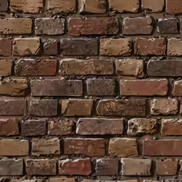 a brown and red brick wall has been taken out of place