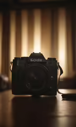 a picture of a camera sitting on a wooden table