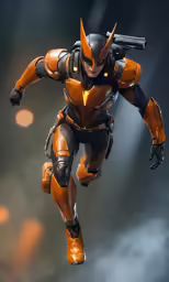 a sci - filth costume with a pistol in it and his hand outstretched to his side