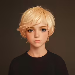a blonde boy is wearing an unrulted wig