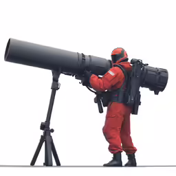 a figurine of a man with a telescope on top of it