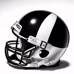 a black and white football helmet on a white background