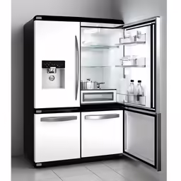 this is an image of a white refrigerator in a room