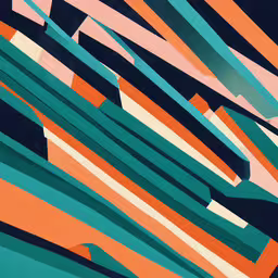 a painting of different color lines,the painting is very abstract, and depicts various colors of blue