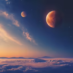 two planets on the horizon during a solar eclipse