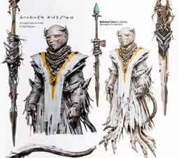 a drawing of some armor and sword designs