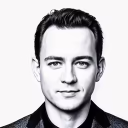 black and white image of a man in a suit
