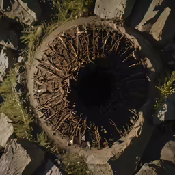 a photo of a circle in the rocks