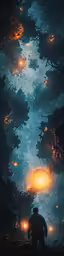 this is an image of a reflection of a man in the water