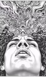 the image is black and white with swirls on it