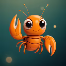 a very cute orange cartoon lobster with goo eyes