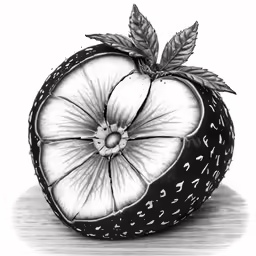 an apple with slices in it is drawn on a white surface