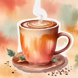 a cup that has a beverage in it,a coffee drink with white frothy toppings in a pink and yellow design