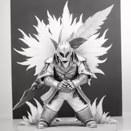 a toy model is made with paper and a black and white photograph