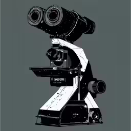 a microscope sitting next to a wall