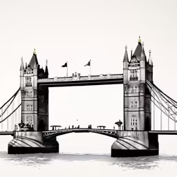 two large bridge towers high above the water