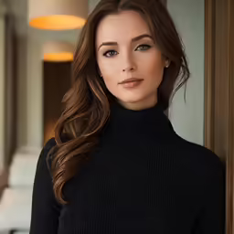 woman wearing a black sweater poses for a headshot