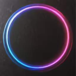 a neon light ring on a black surface